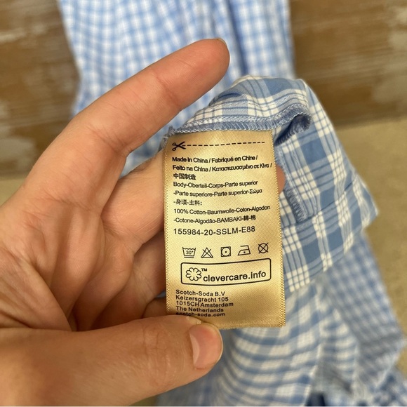 Scotch & Soda Gingham Ruffle Maxi Dress 100% Cotton Boho Preppy Womens S - Picture 9 of 9